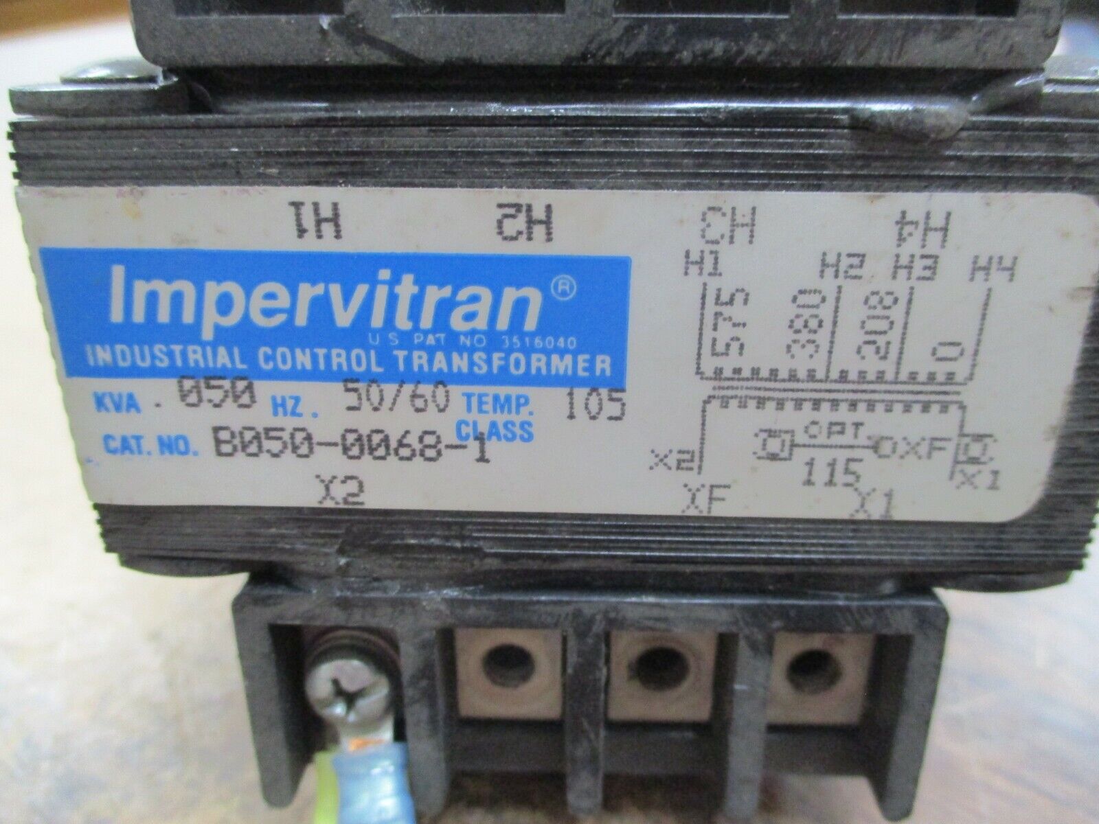 Micron Impervitran Control Transformer B050-0068-1 0.050KVA 50/60Hz Used