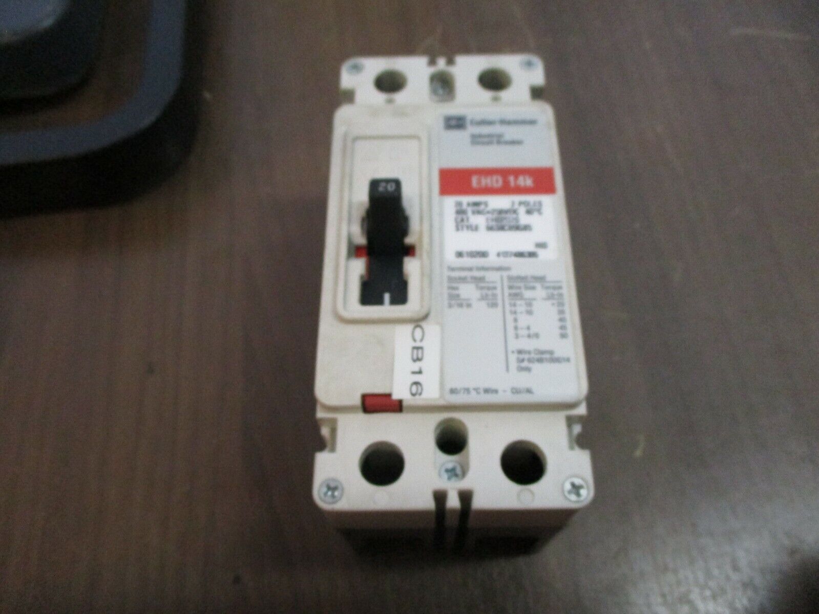 Cutler-Hammer EHD 14k Circuit Breaker EHD2020 20A 480V 2P Used