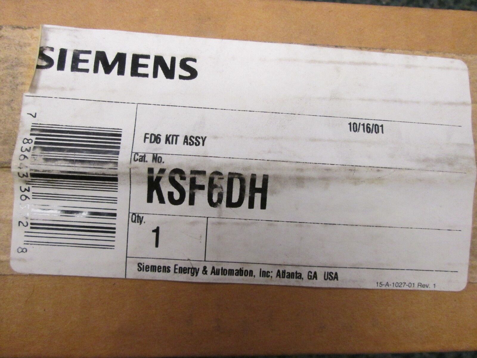 Siemens FD6 Kit Assy KSF6DH New Surplus