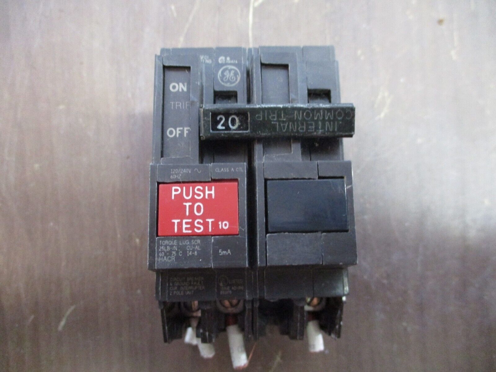 GE THQL-GFCI Circuit Breaker THQL2120GFT 20A 120/240V 2P Used