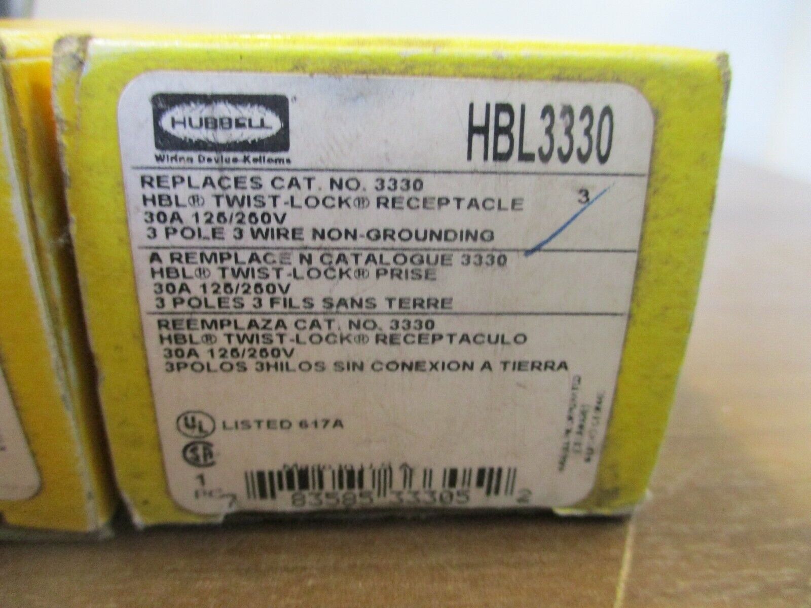 Hubbell Twist-Lock Receptacle HBL3330 30A 125/250V 3P 3W *Lot of 2* New Surplus