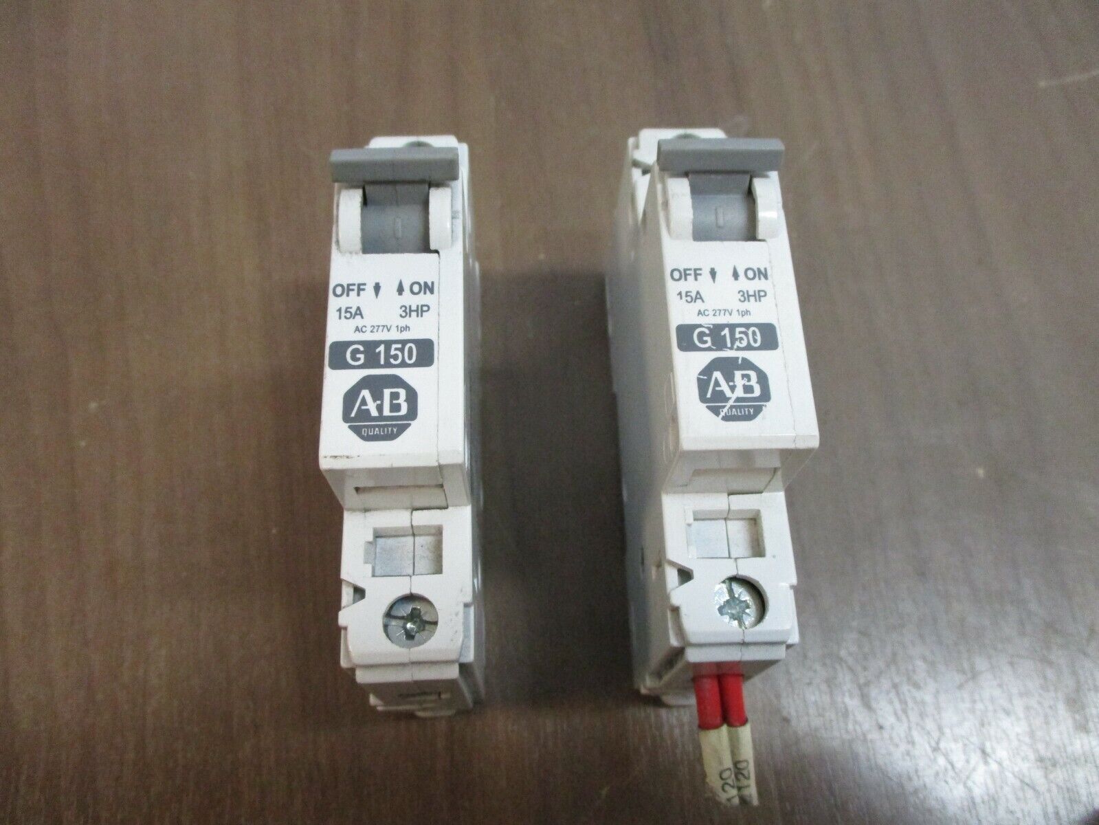 Allen-Bradley Circuit Breaker 1492-CB1-G150 15A 277V 1P *Lot of 2* Used