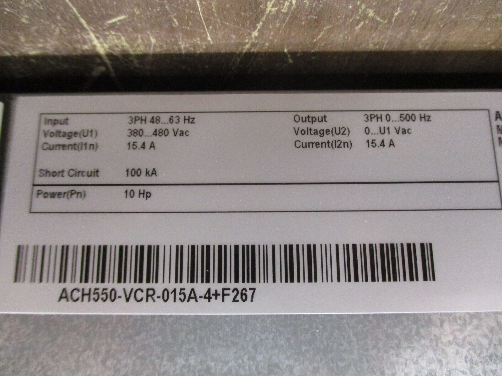 ABB ACH550 AC Drive w/ Bypass ACH550-VCR-015A-4+F267 10HP 3Ph w/ Keypad Used