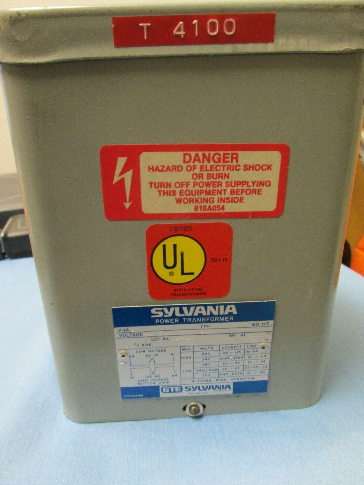 Sylvania Transformer 107-310 1KVA 240/480-120/240V 1Ph Used