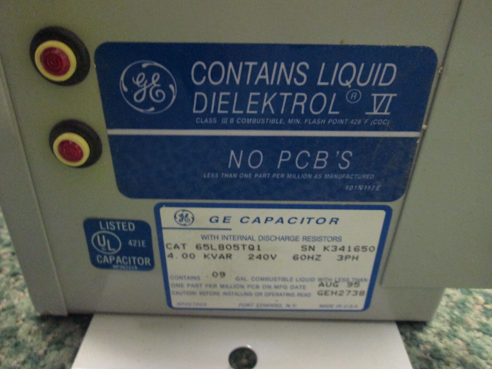 GE Capacitor 65L805TQ1 4 KVAR 240V 3Ph New Surplus