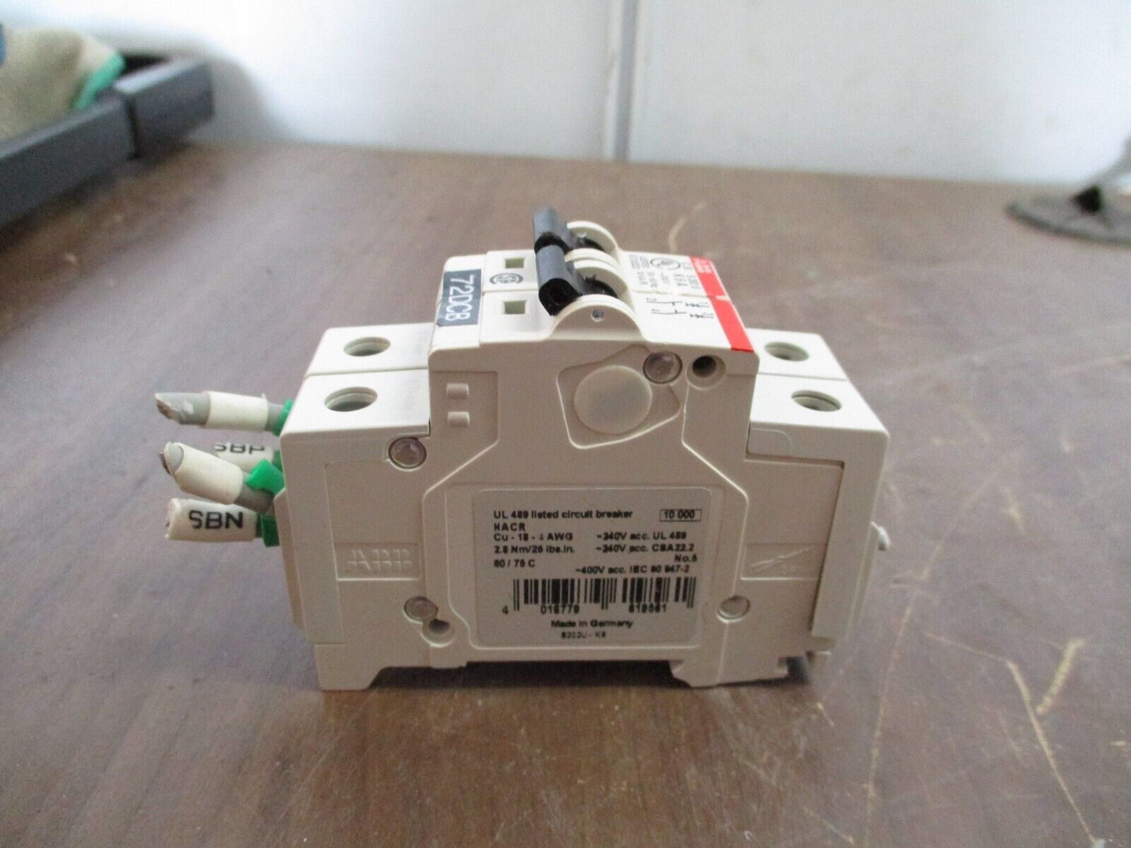 ABB Circuit Breaker S202UK6A 240V 6A 2P *Broken DIN Rail Mounts* Used