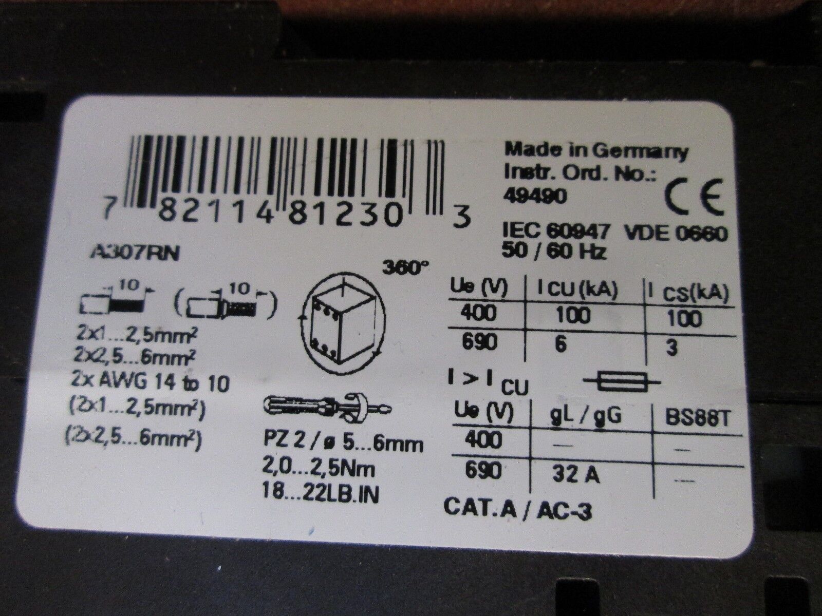 Cutler-Hammer Motor Protector A307RN Range: 2.8-4A Used