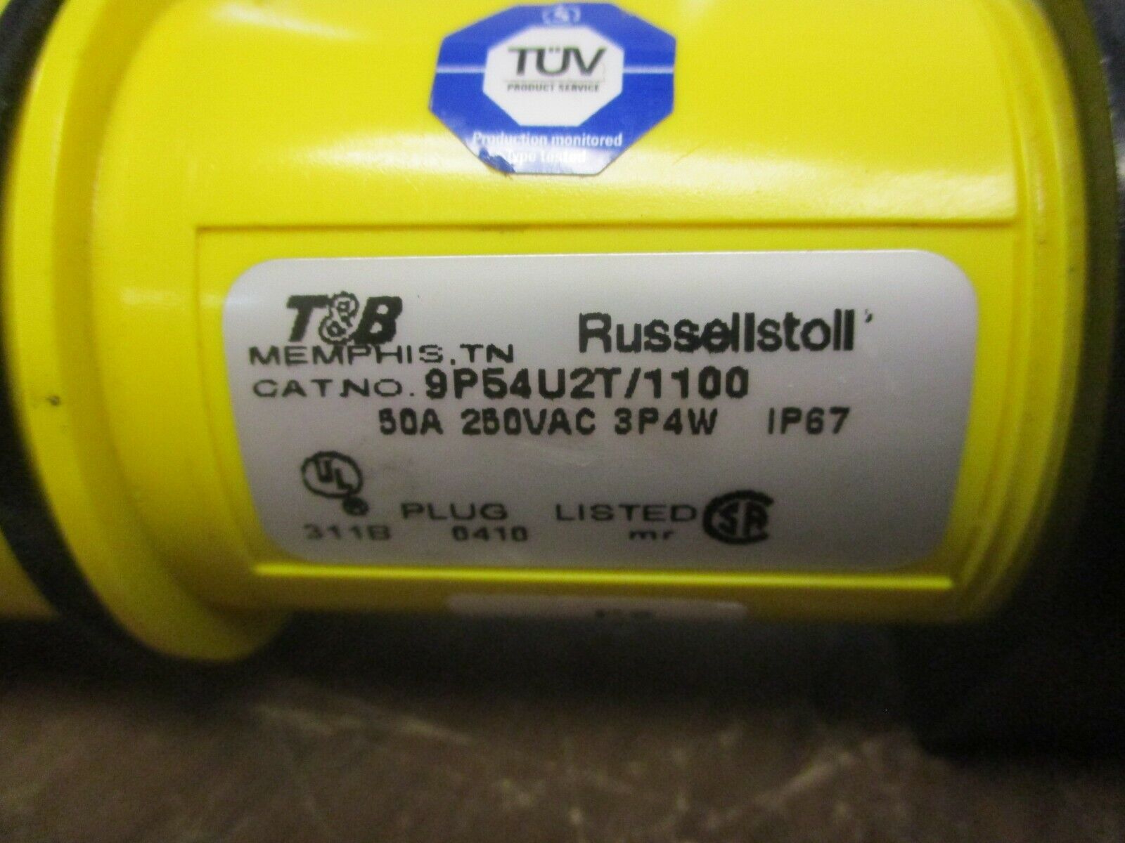 Thomas & Betts Russellstoll Plug 9P54U2T / 1100 50A 250V 3P 4W Used *No Bushing*