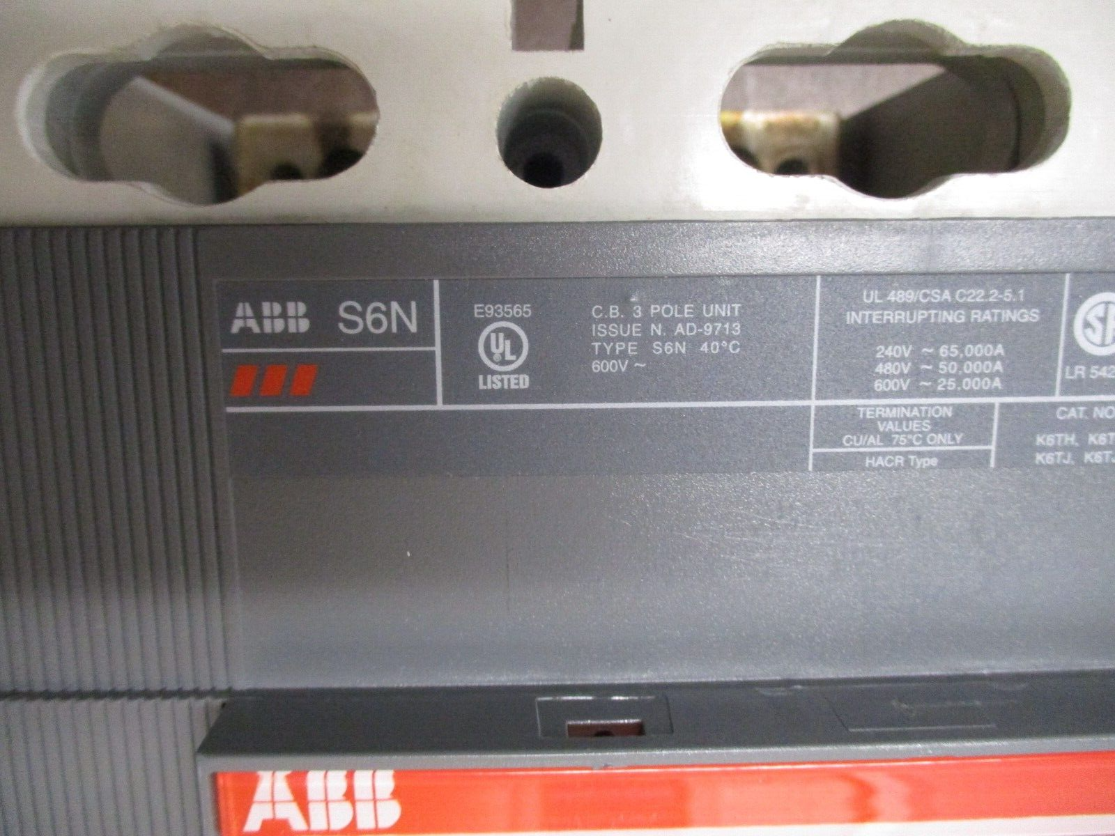 ABB SACE S6 Circuit Breaker S6N 600 600A 600V *Chipped Handle* Used