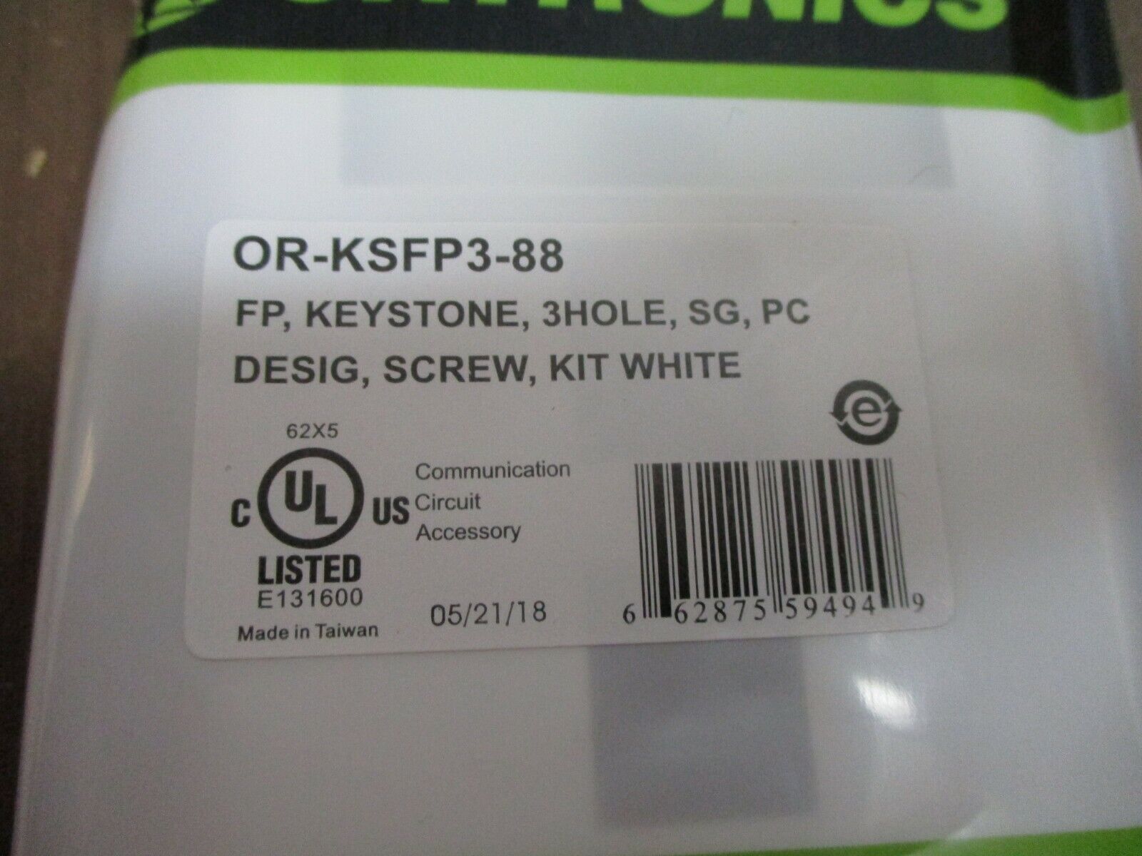 Ortronics Keystone Faceplate OR-KSFP3-88, 3-Hole White *Box of 16* New Surplus