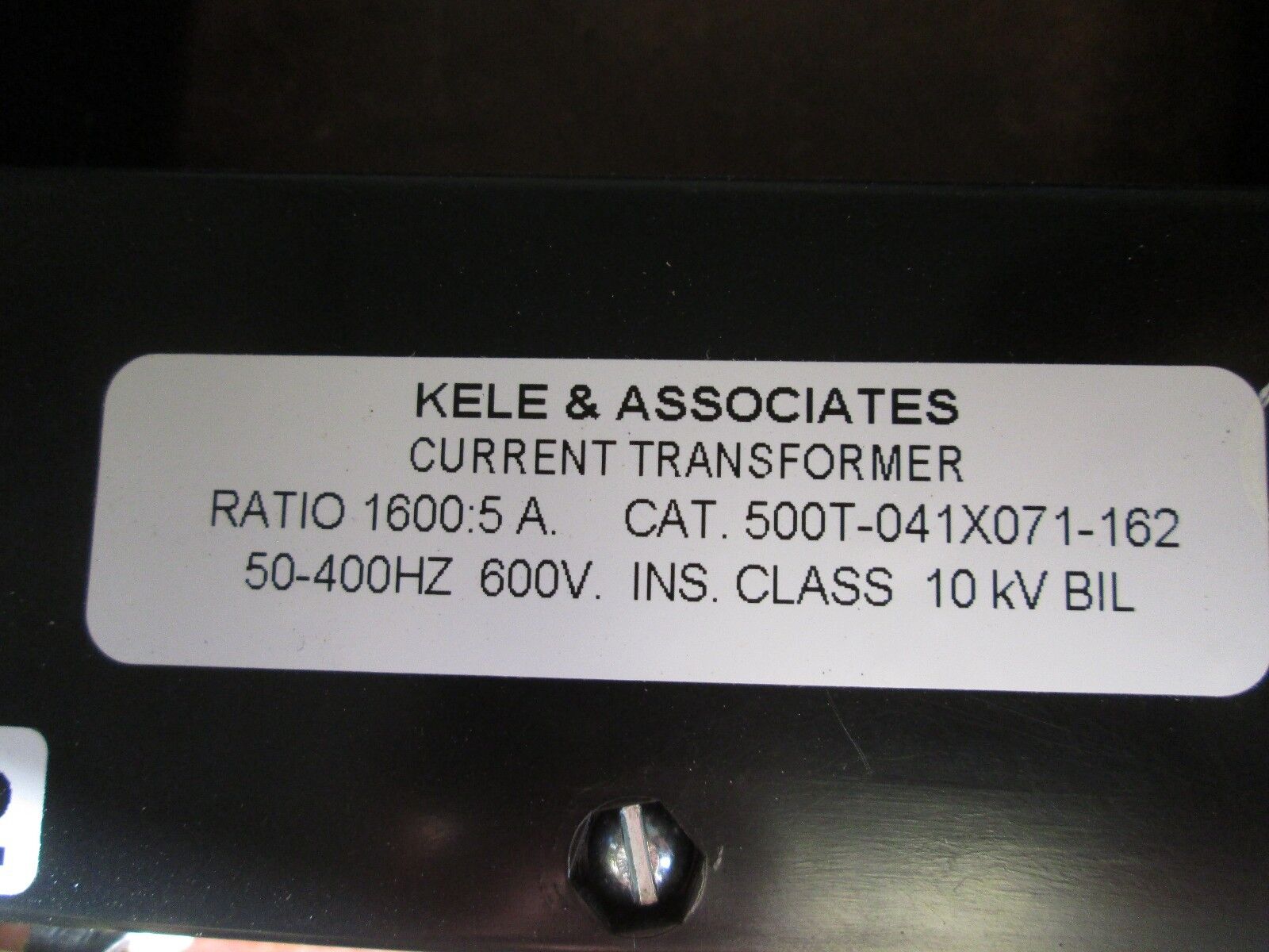 Kele Current Transformer 500T-041X071-162 Ratio 1600:5A 50-400Hz 600V Used