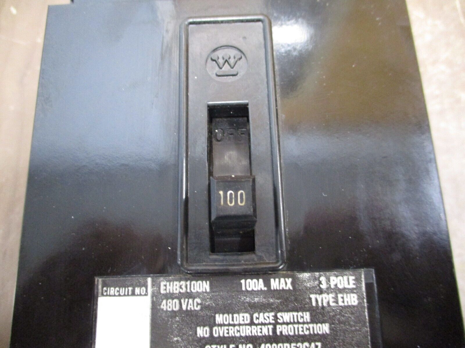 Westinghouse Circuit Breaker EHB3100N 100A 480V 3P Used