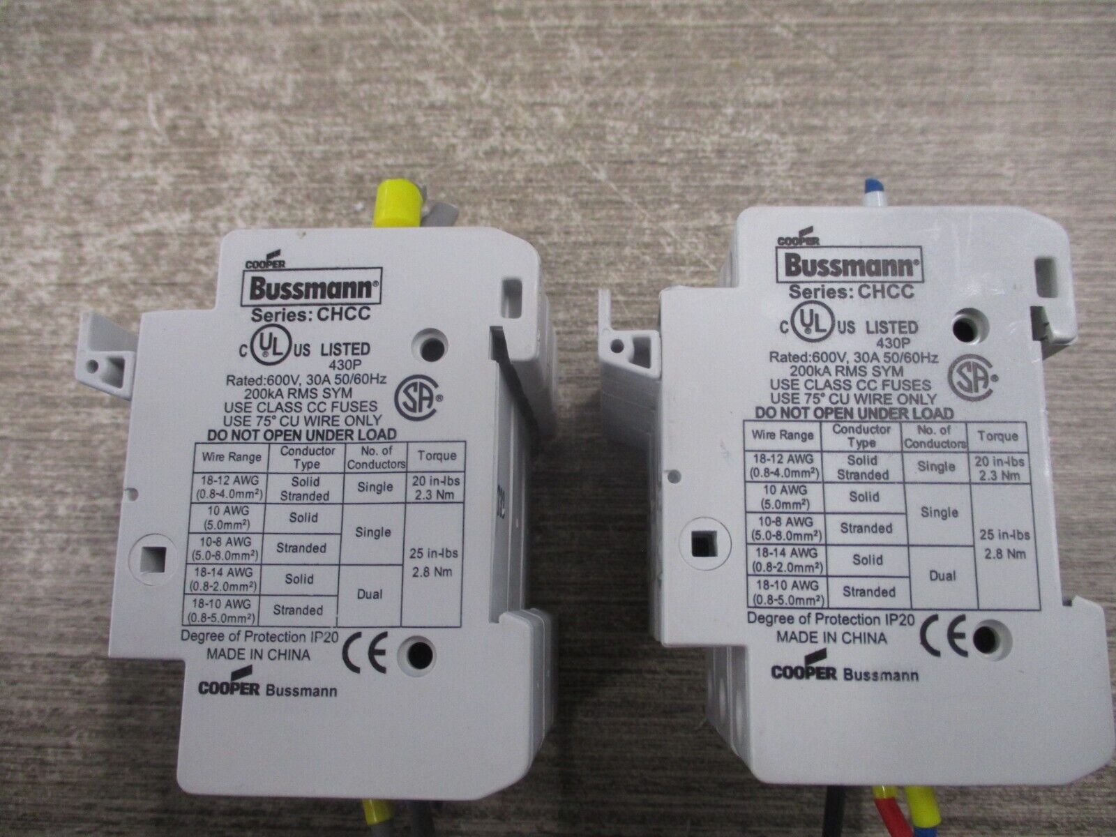 Cooper Bussmann Fuseholder CHCC 3 30A 600V 3P *Lot of 2* Used