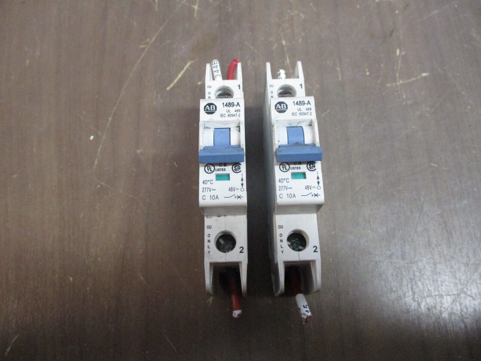 Allen-Bradley Circuit Breaker 1489-A1C100 10A 277V 1P *Lot of 2* Used