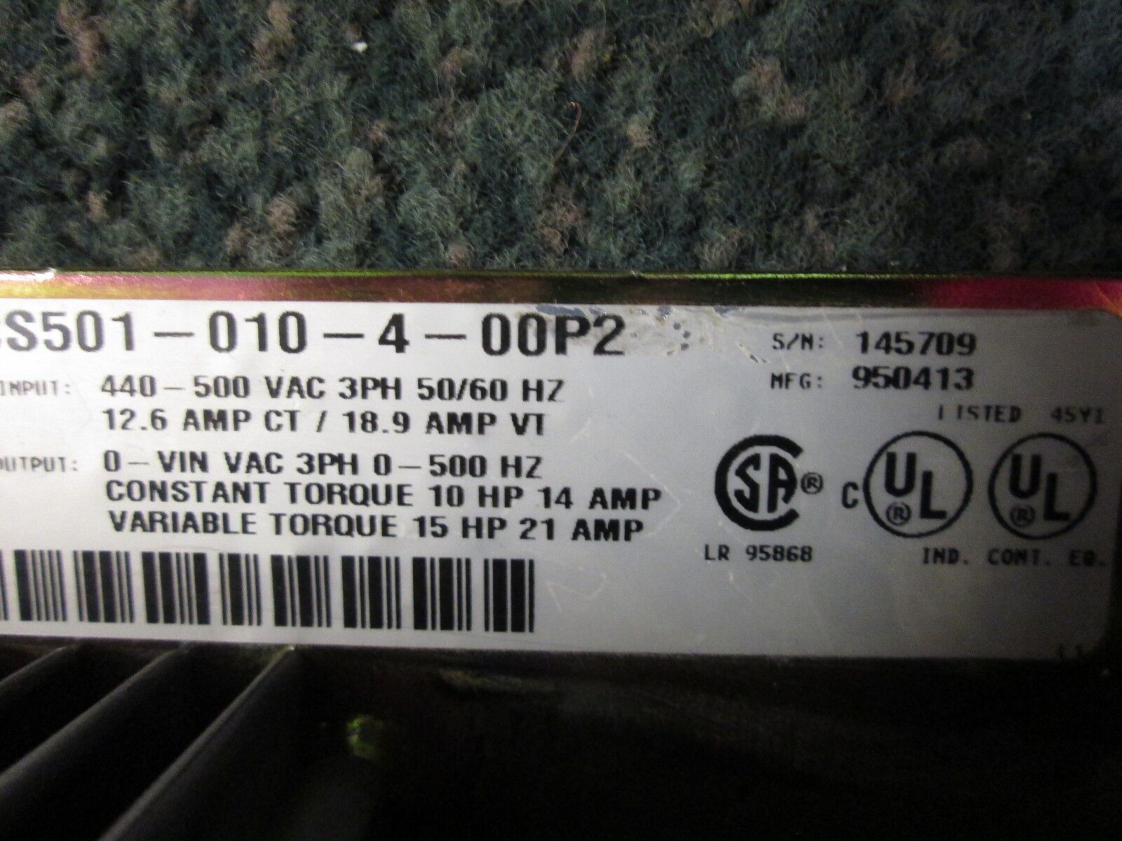 ABB ACS501 AC Drive ACS501-010-4-00P2 10HP Used