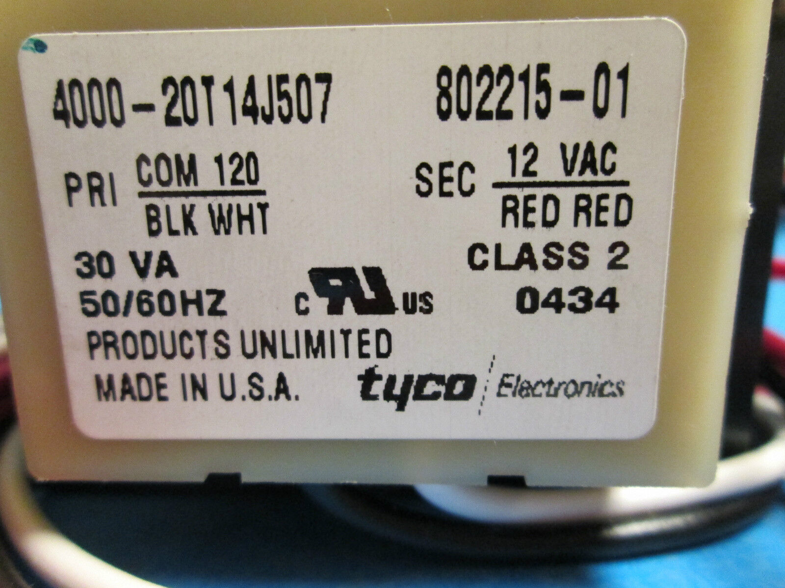 Tyco Electronics Control Transformer *Box Of 25* 120VAC to 12VAC 30Va 50/60Hz