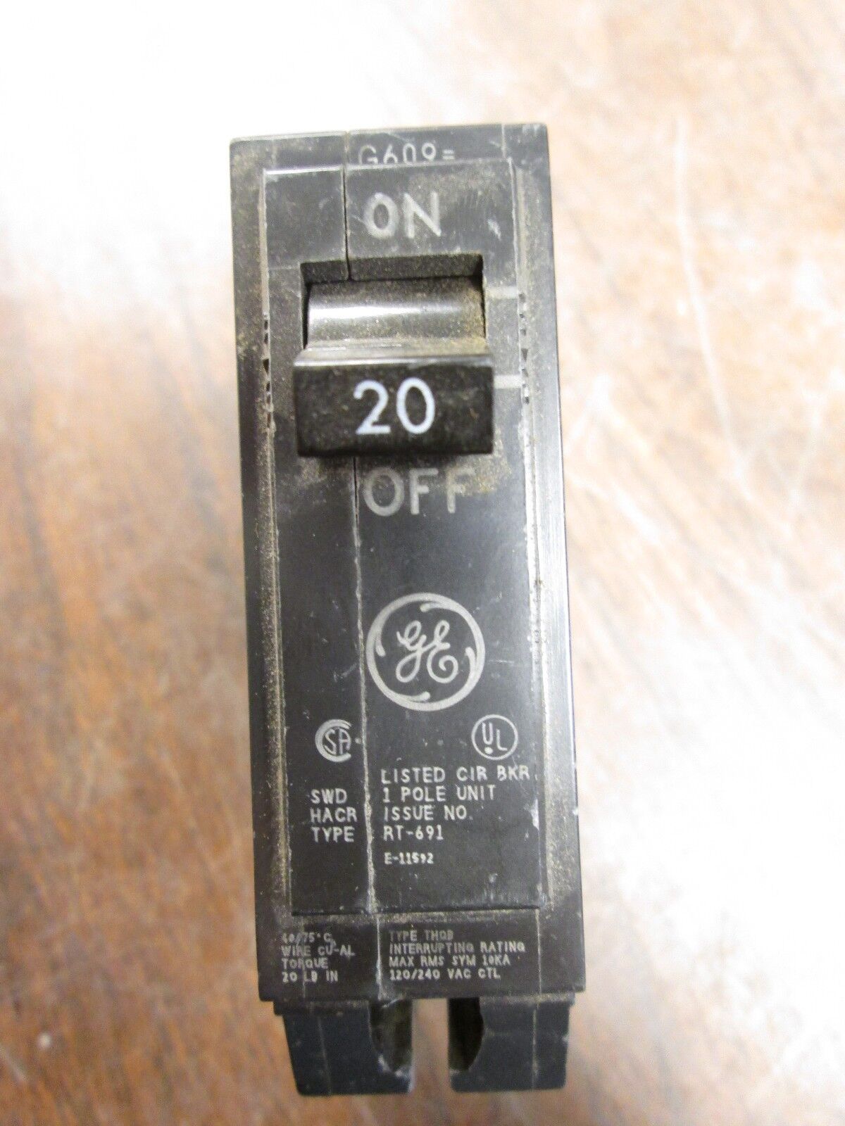 GE Circuit Breaker HACR 20A 120/240V 1P Lot of 20 Bolt On Used