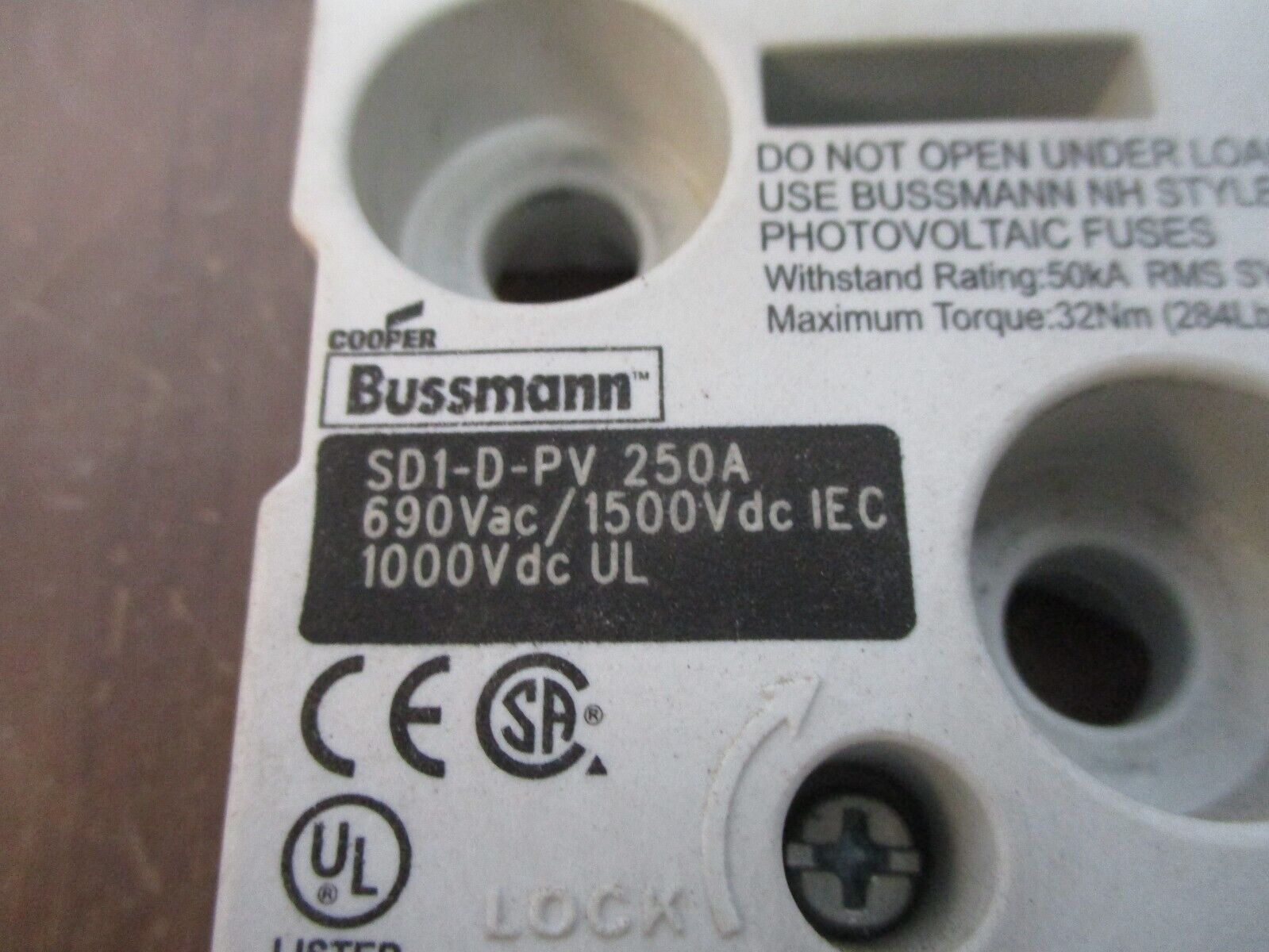 Cooper Bussmann Fuseholder SD1-D-PV 250A 690VAC Used