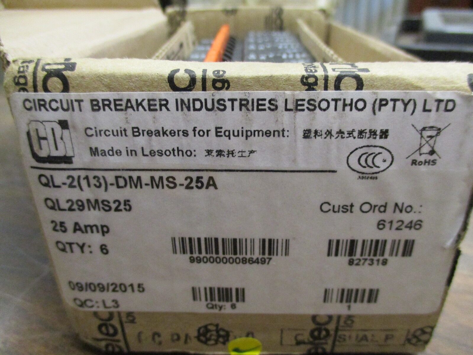 Circuit Breaker Industries Miniature Circuit Breaker QL29MS25 25A *Box of 6*