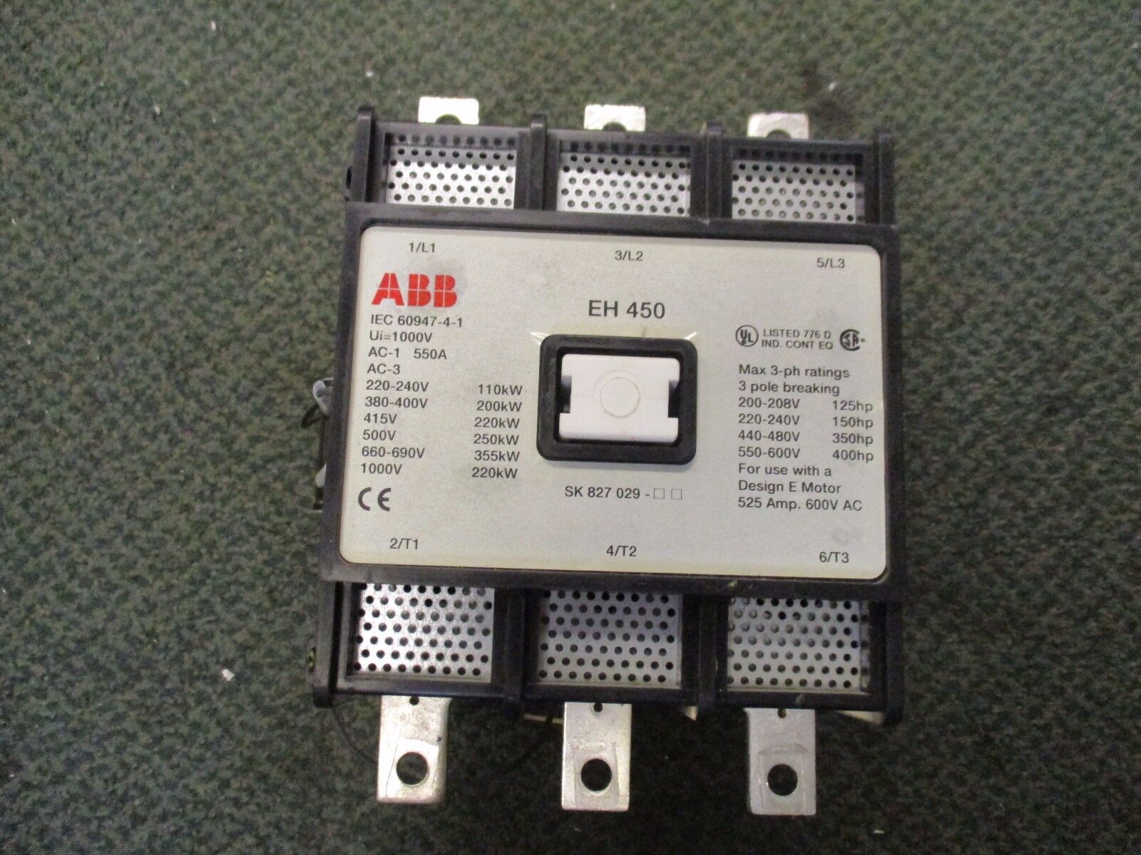 ABB Contactor EH 450 525A 600V 220V DC Coil Used