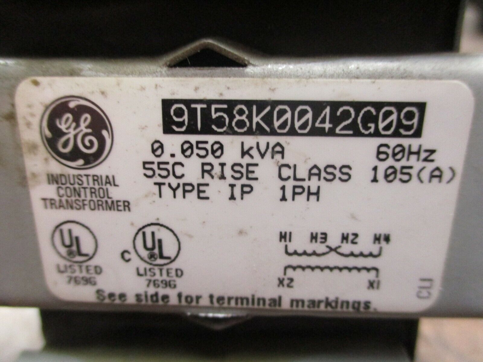 GE Type IP Control Transformer 9T58K0042G09 0.050KVA Pri: 240/480V Sec:120V Used