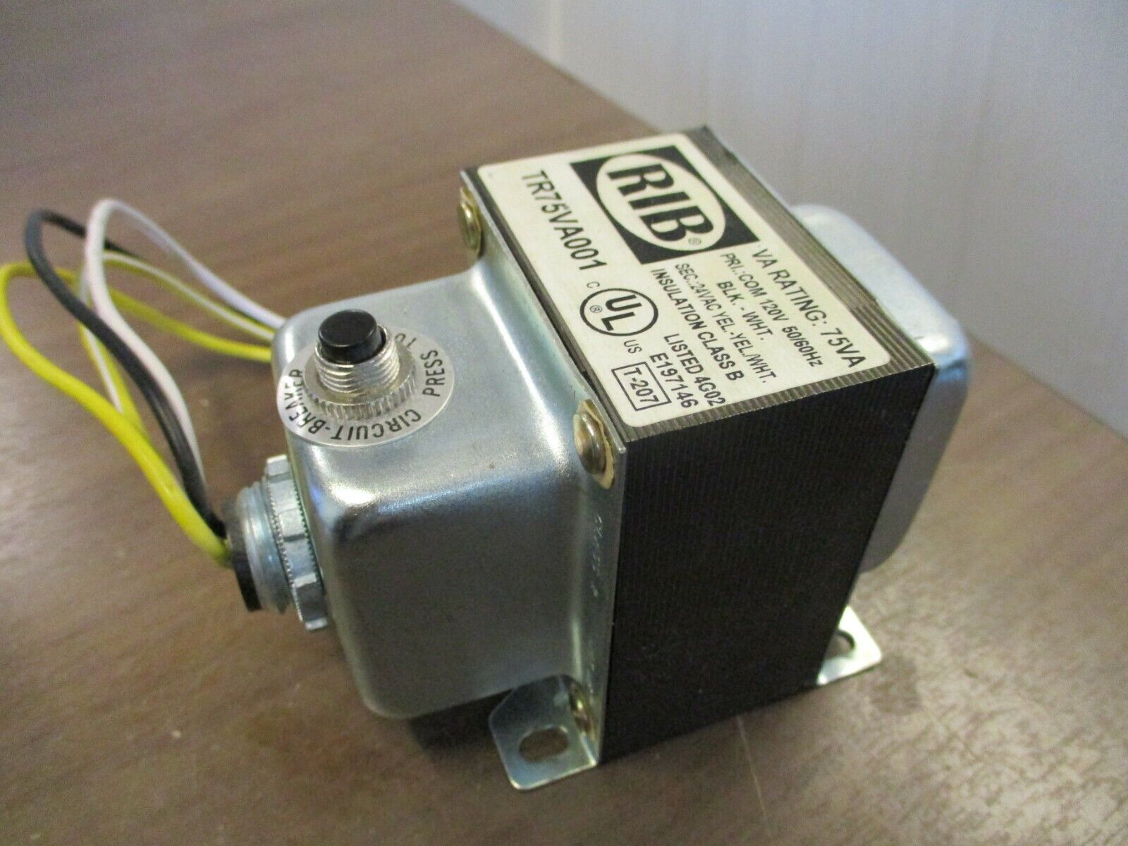 RIB Transformer TR75VA001 75VA Pri: 120V Sec: 24V 50/60Hz Used