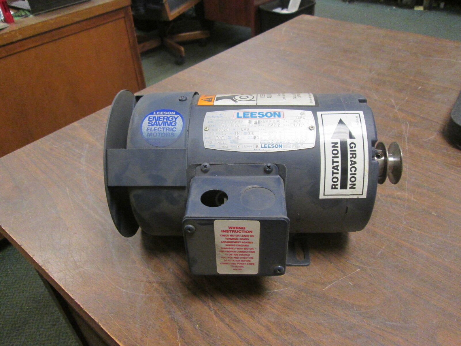 Leeson C4T17FB4B AC Motor 100961.00 ½HP 1725/1425RPM FR: L48 ENCL: TEFC Used