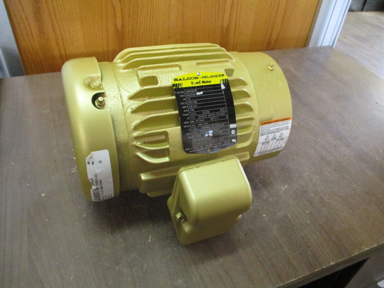 Baldor Motor VEM3584T 1.5HP 1800RPM 230/460V 4.6/2.3A 3Ph 60Hz New Surplus