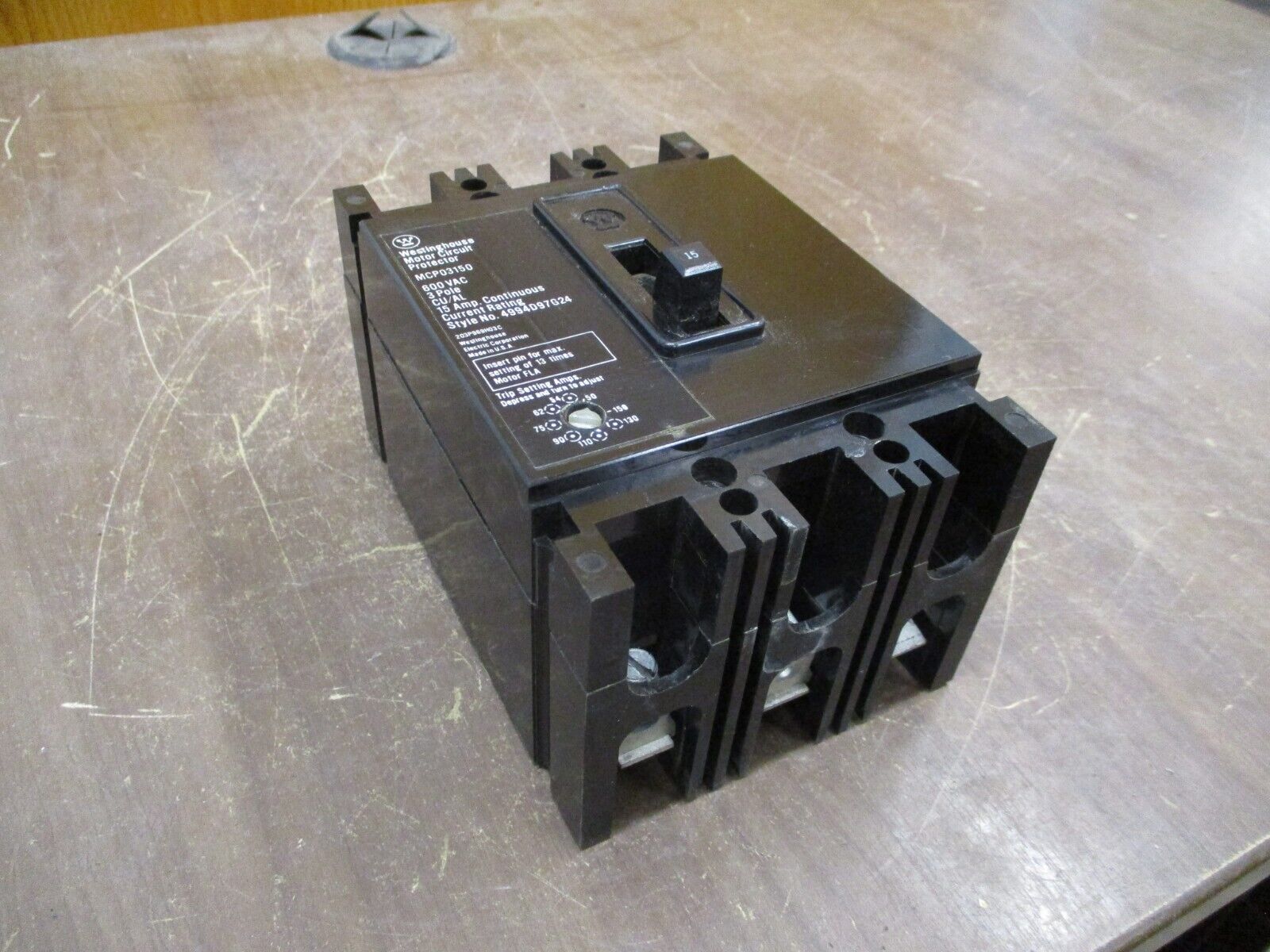 Westinghouse Motor Protector Circuit Breaker MCP03150 15A Trip: 50-150A 600V 3P