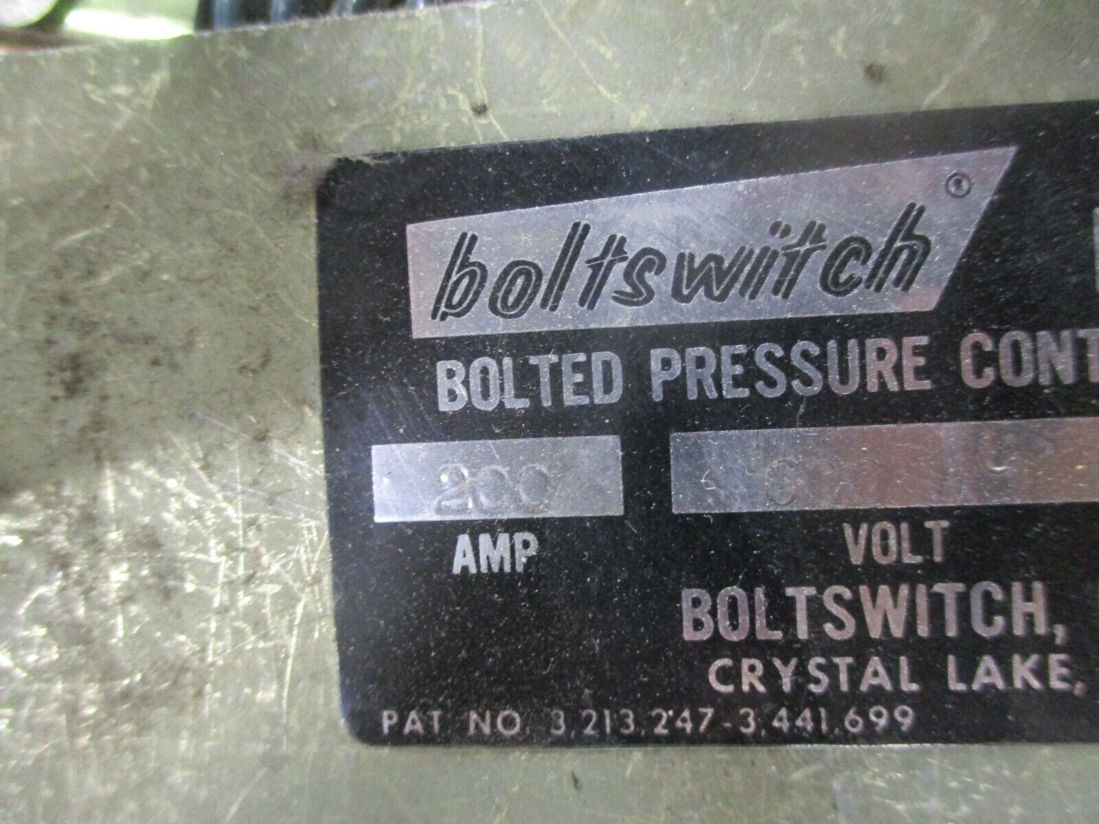 Boltswitch Bolted Pressure Contact Switch J 364WOL 200A 600V 3P 3W No Fuses Used