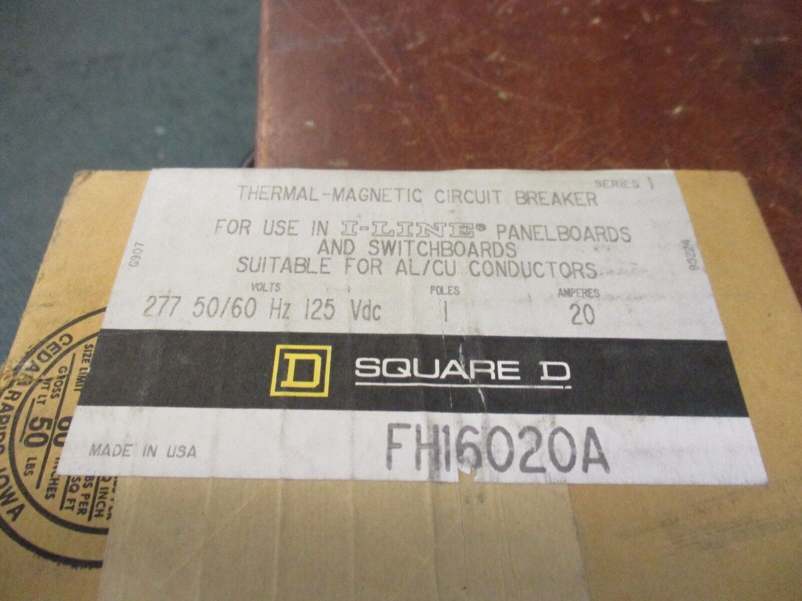 Square D	Circuit Breaker	 FH16020A 20A 277V 1P New Surplus