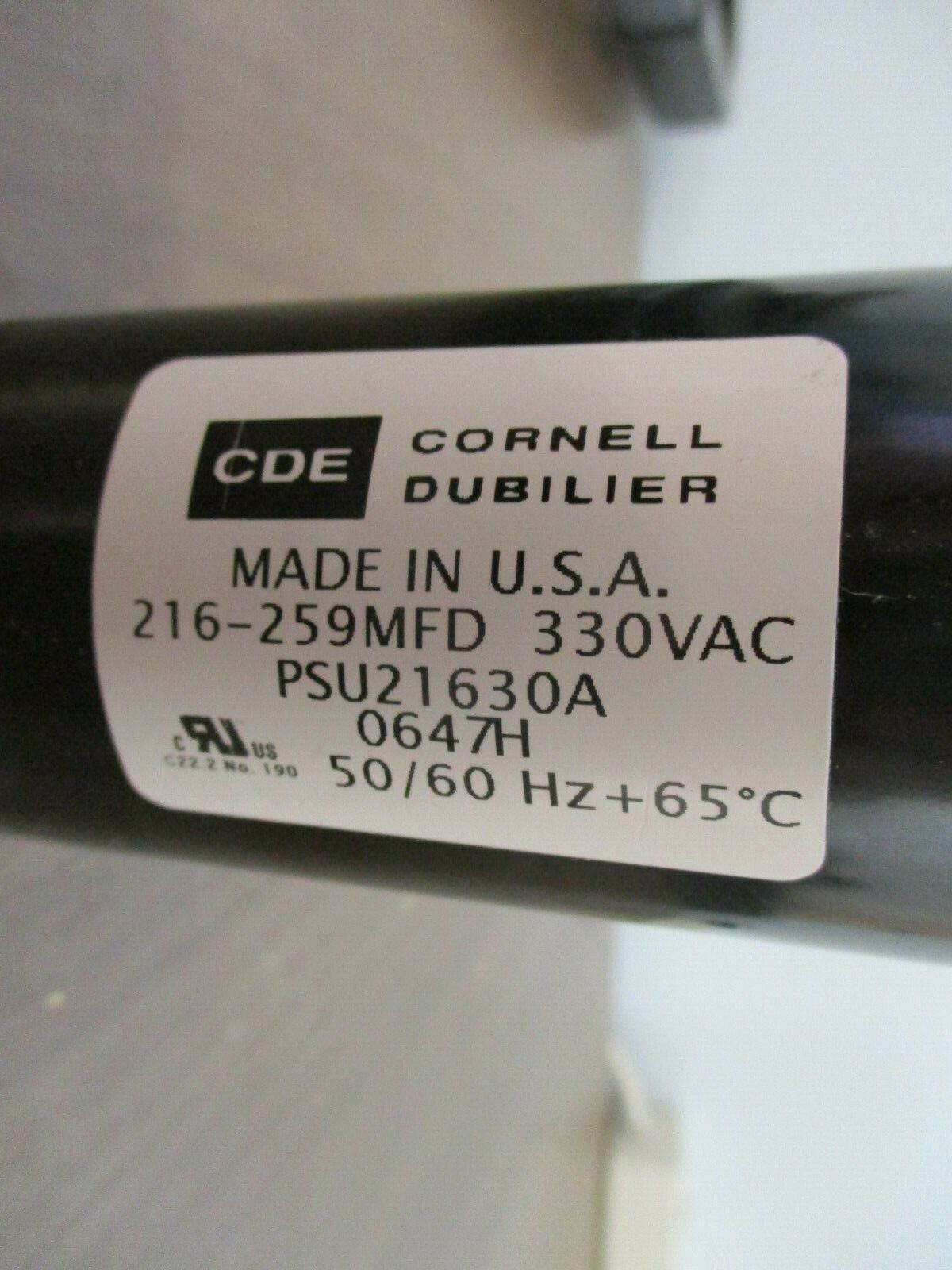 Cornell Dubilier Capacitor PSV21630A 330VAC 50/60Hz Used