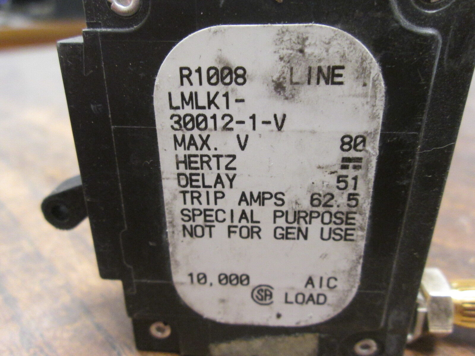 Airpax DC Circuit Breaker LMLK1-30012-1-V 50A 80VDC 1P Used