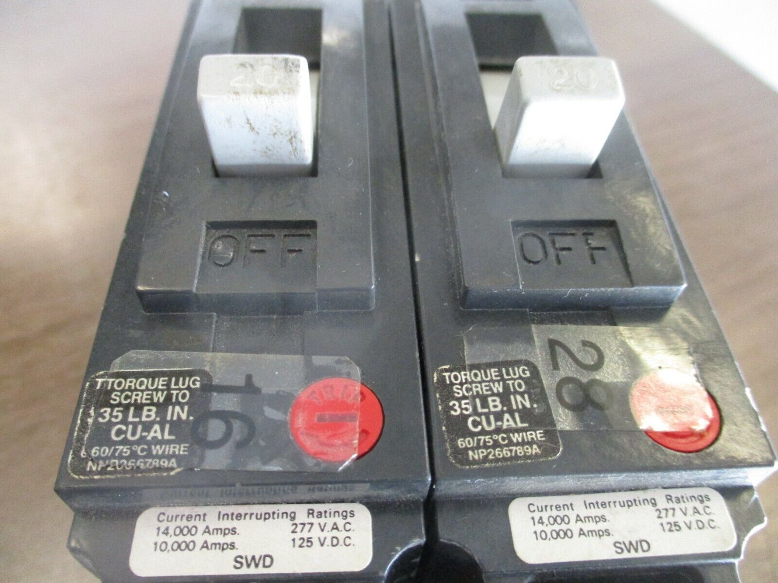 GE Circuit Breaker TED113020 20A 1P 277V *Lot of 2* Used