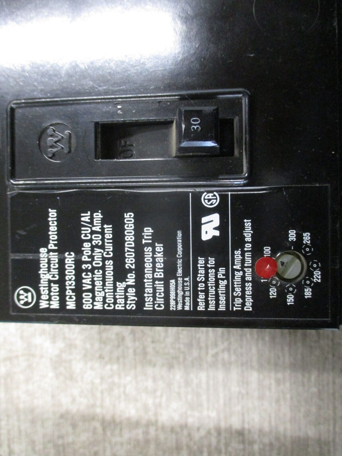 Westinghouse Motor Protector Circuit Breaker MCP13300RC Trip:100-300A 600V 3P