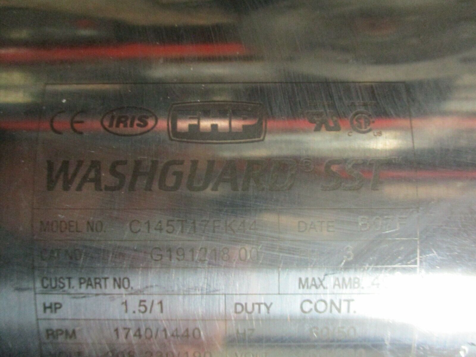 Leeson Washguard SST Stainless Steel AC Motor G191218.00 1.5HP 1800RPM Used