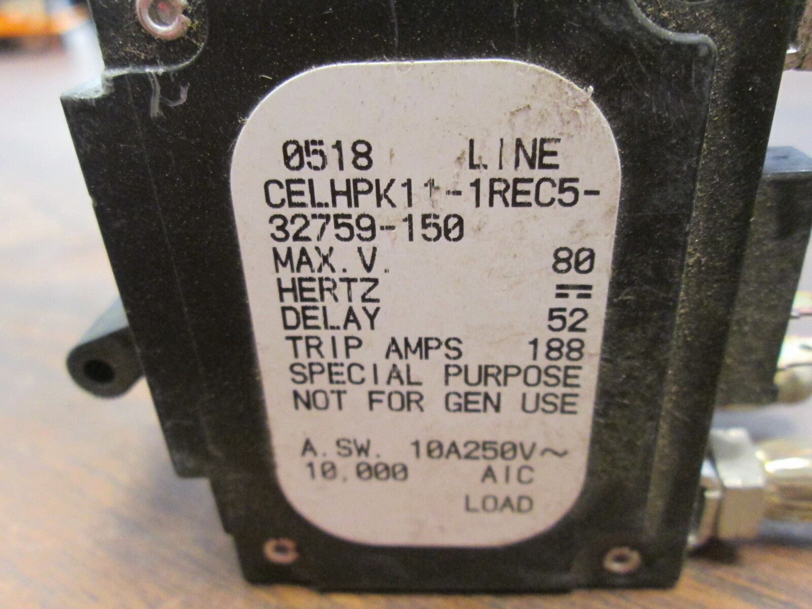 Airpax DC Circuit Breaker CELHPK11-1REC5-32759-150 150A 80VDC 2P Used