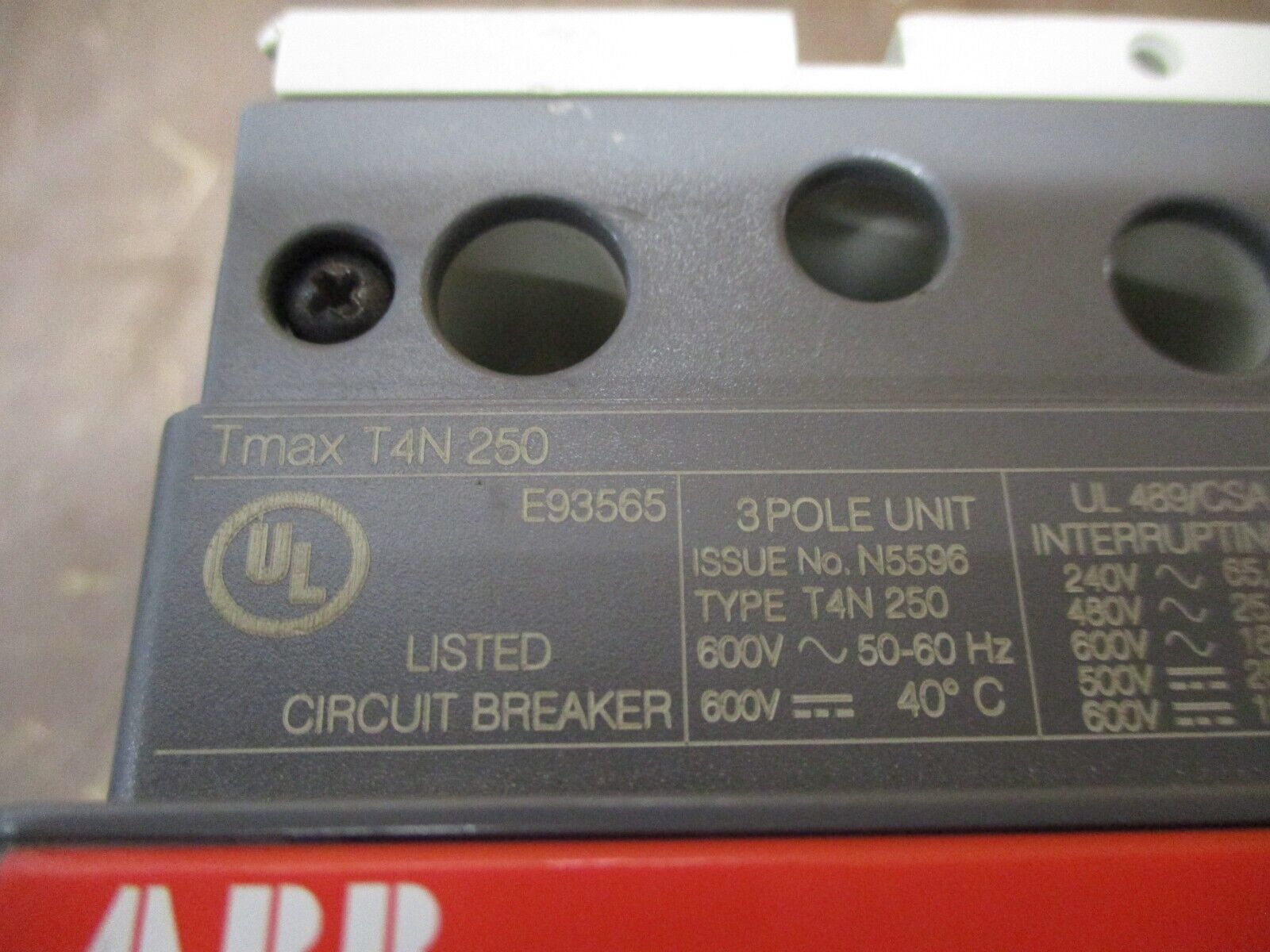 ABB SACE Tmax Circuit Breaker T4N 250 250A 600V Used