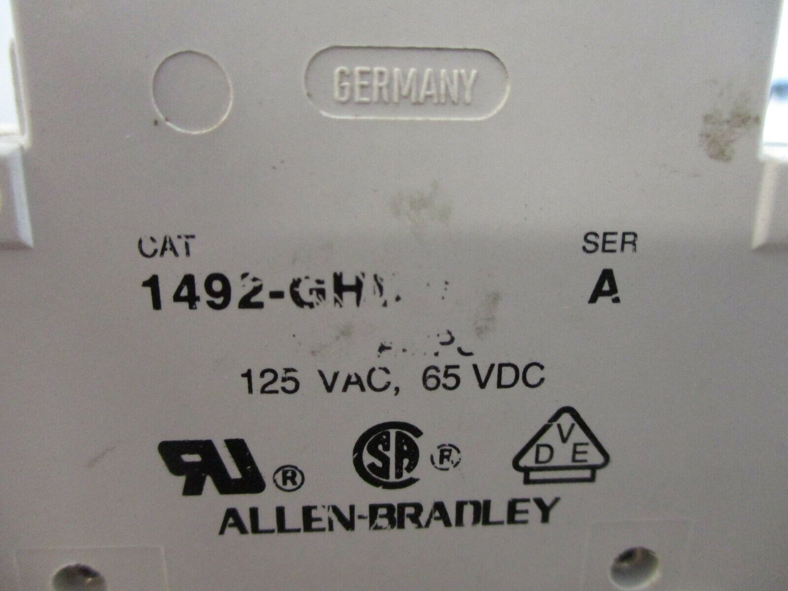 Allen-Bradley Circuit Breaker 1492-GHD 150 Ser. A 15A 125VAC/65VDC 2P Used