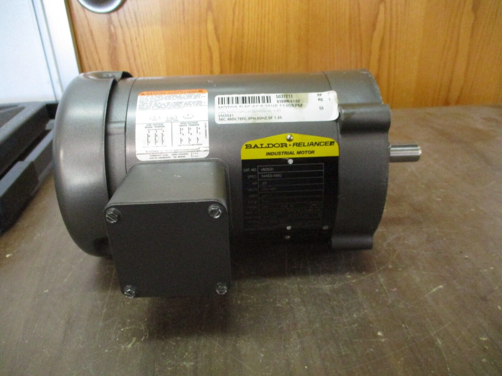 Baldor Motor VM3531 0.25HP 1200RPM 230/460V 1.4/0.7A 3Ph 60Hz 56C Frame