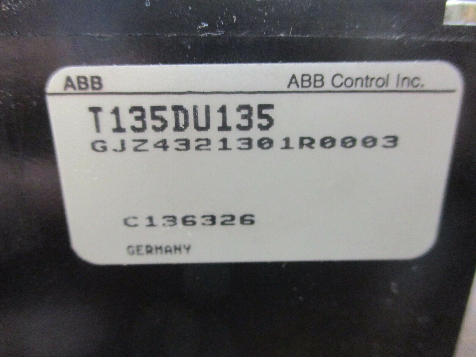 ABB Solid State Overload T135 DU Trip: 100-135A 600V Used