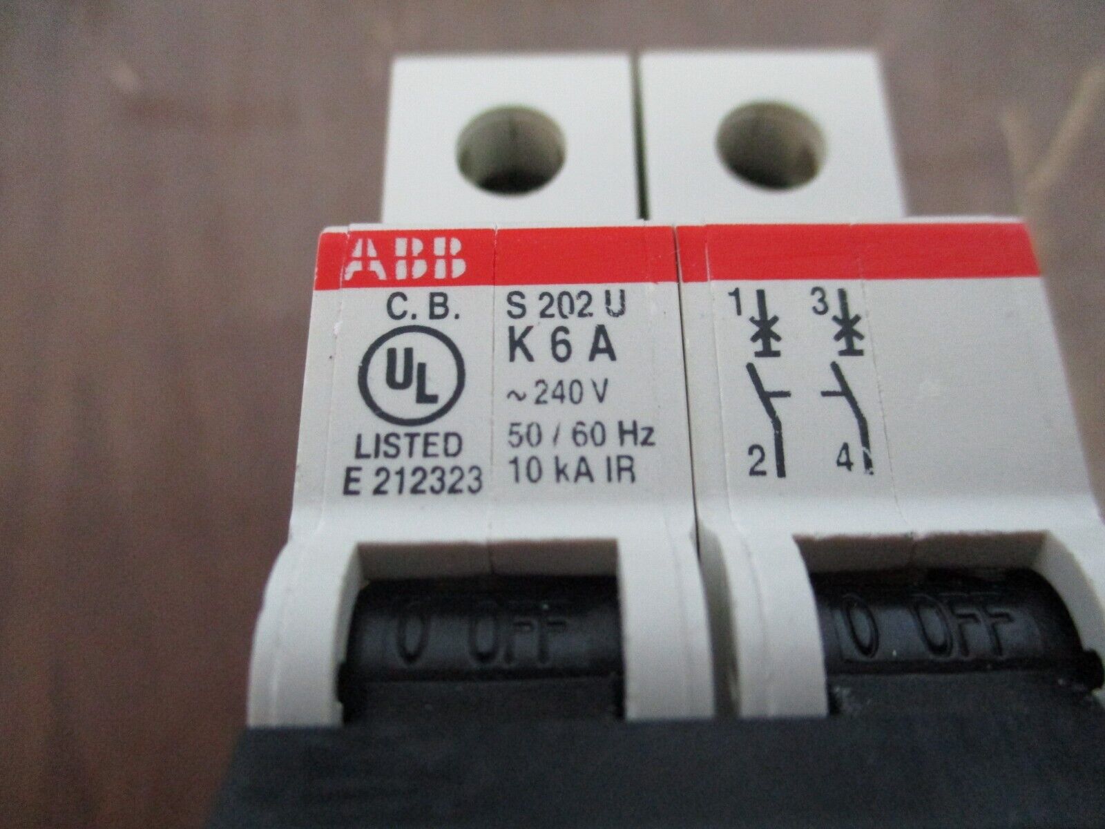 ABB Circuit Breaker S202UK6A 6A 240V 2P *Missing (1) DIN Rail Mount* Used