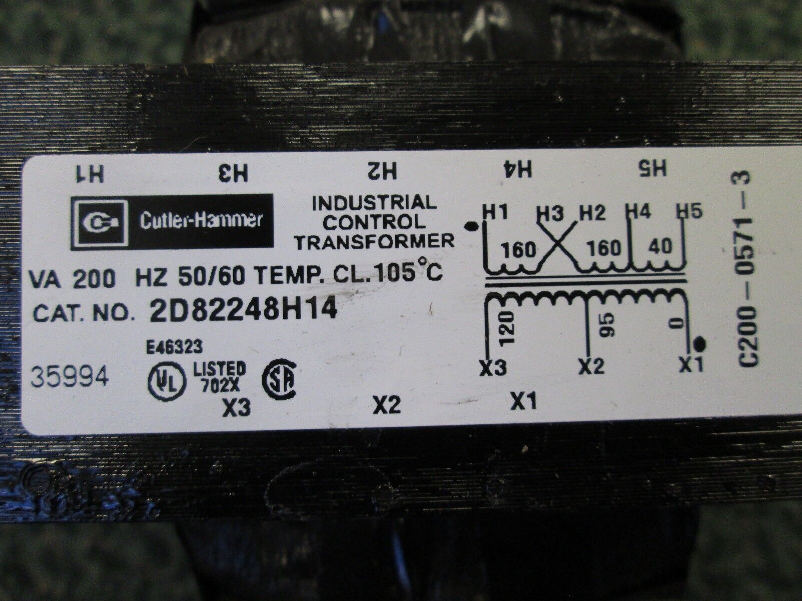 Cutler-Hammer Control Transformer 2D82248H14 200VA 50/60Hz used