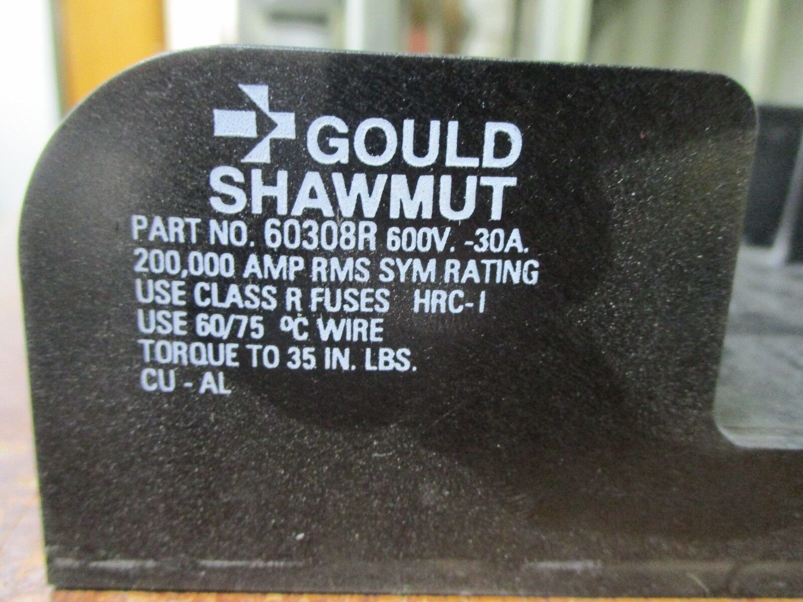 Gould Shawmut Fuse Block 60308R 30A 600V 3P Used