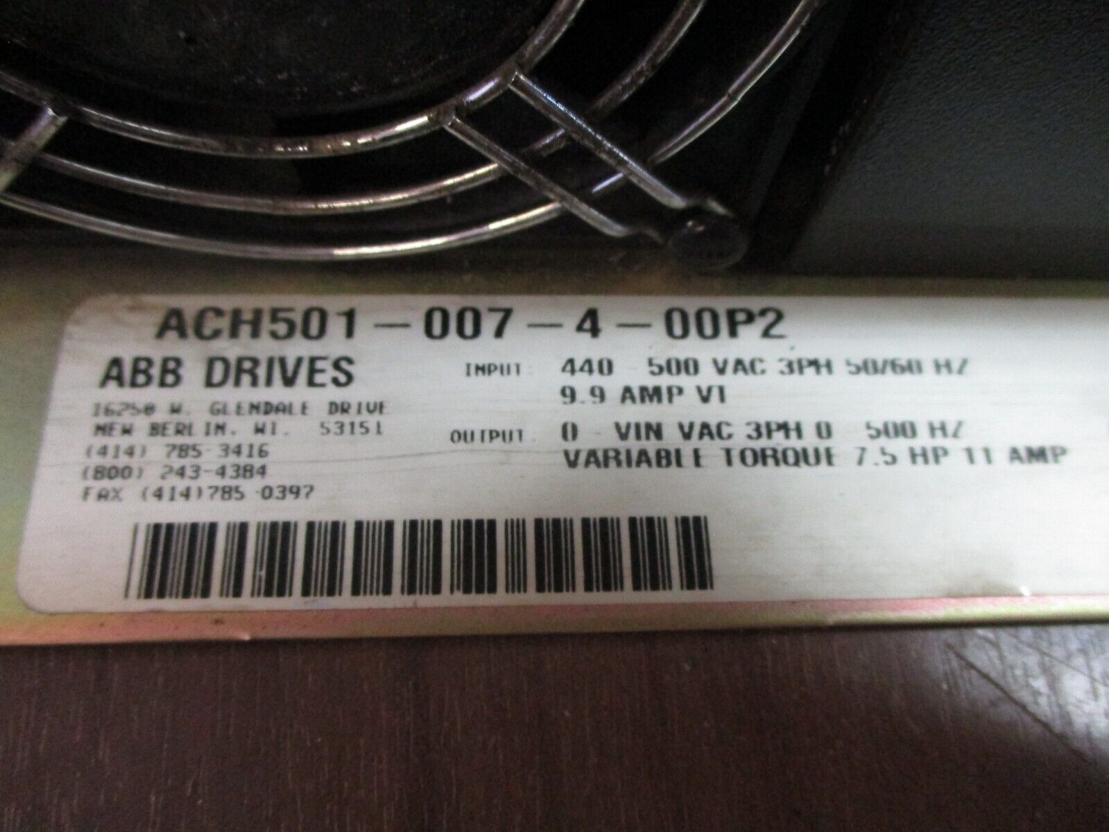 ABB ACH501 AC Drive ACH501-007-4-00P2 7.5HP 3Ph 440-500V Used