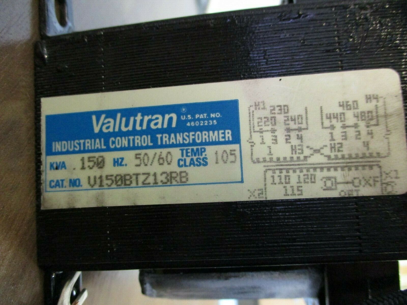 Micron Valutron Control Transformer V150BTZ13RB 0.150KVA Pri: 240/480V