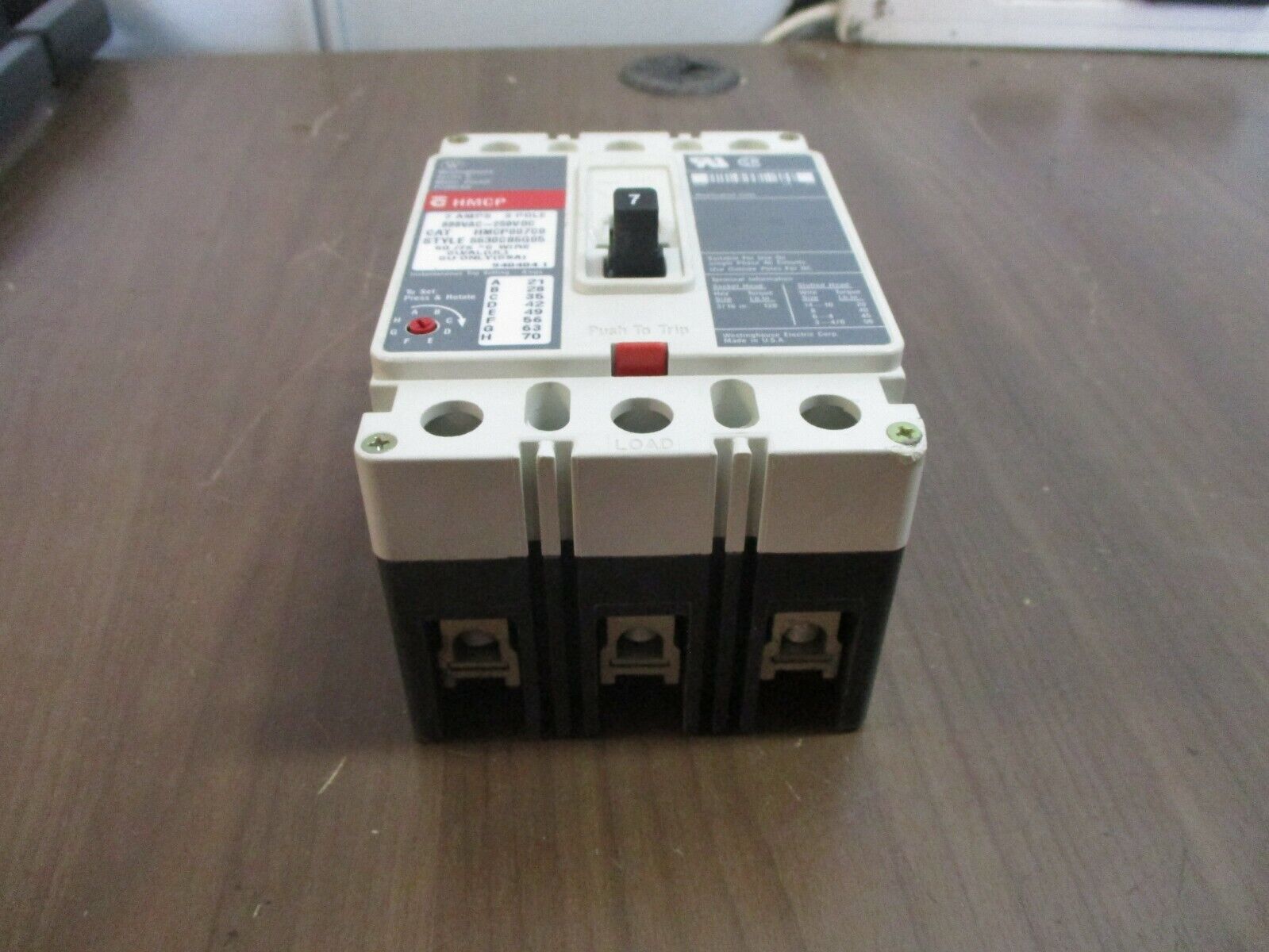 Westinghouse Circuit Breaker HMCP007C0 7A 600V 3P Used