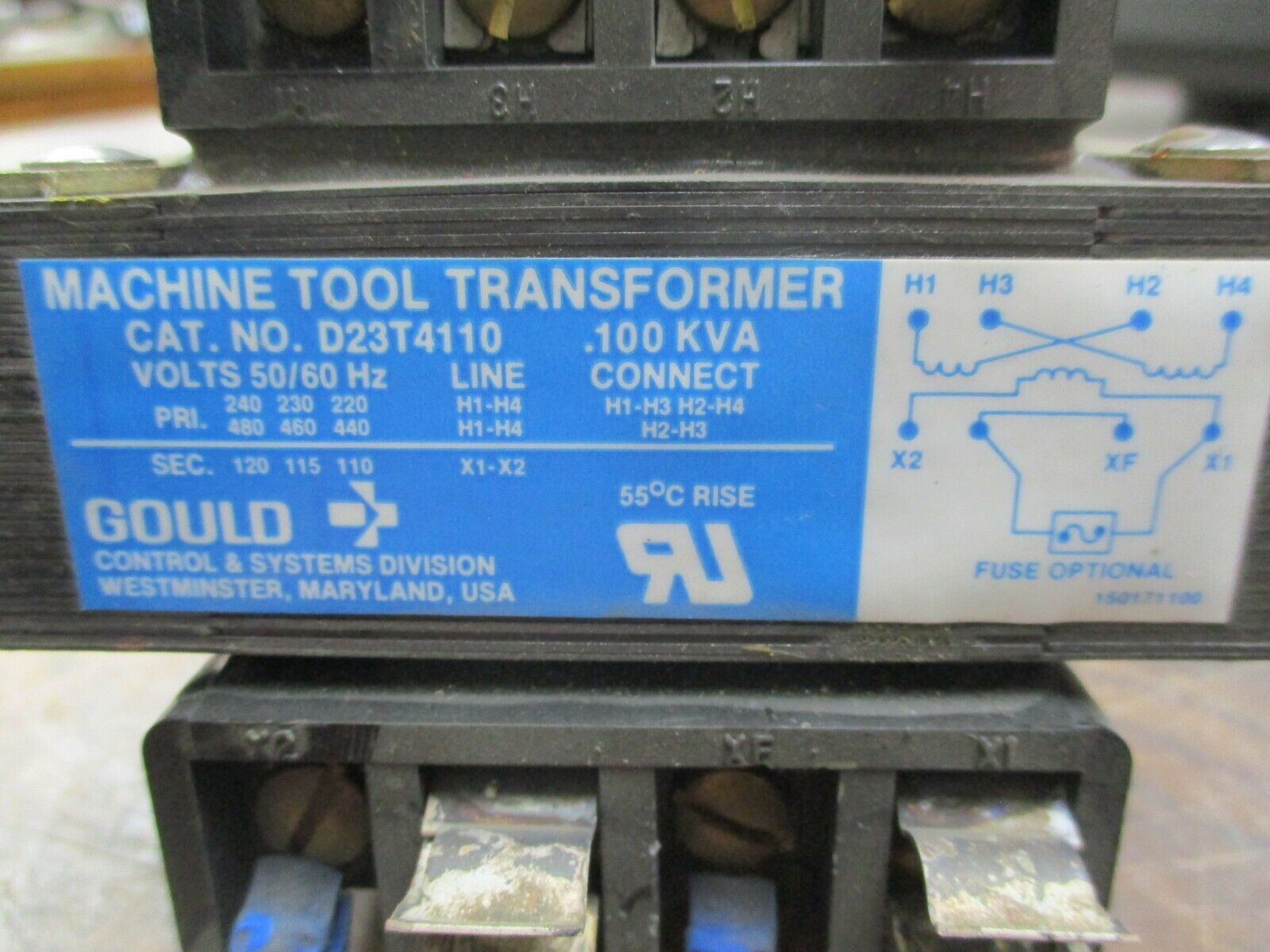 Gould Transformer D23T4110 0.100KVA Pri: 240/480V Sec: 120V 50/60Hz Used