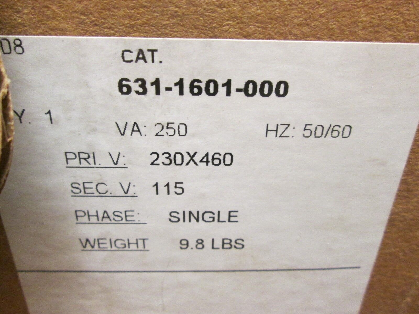 Jefferson Electric Encapsulated Transformer 631-1601-000 250VA Pri: 230/460 1Ph