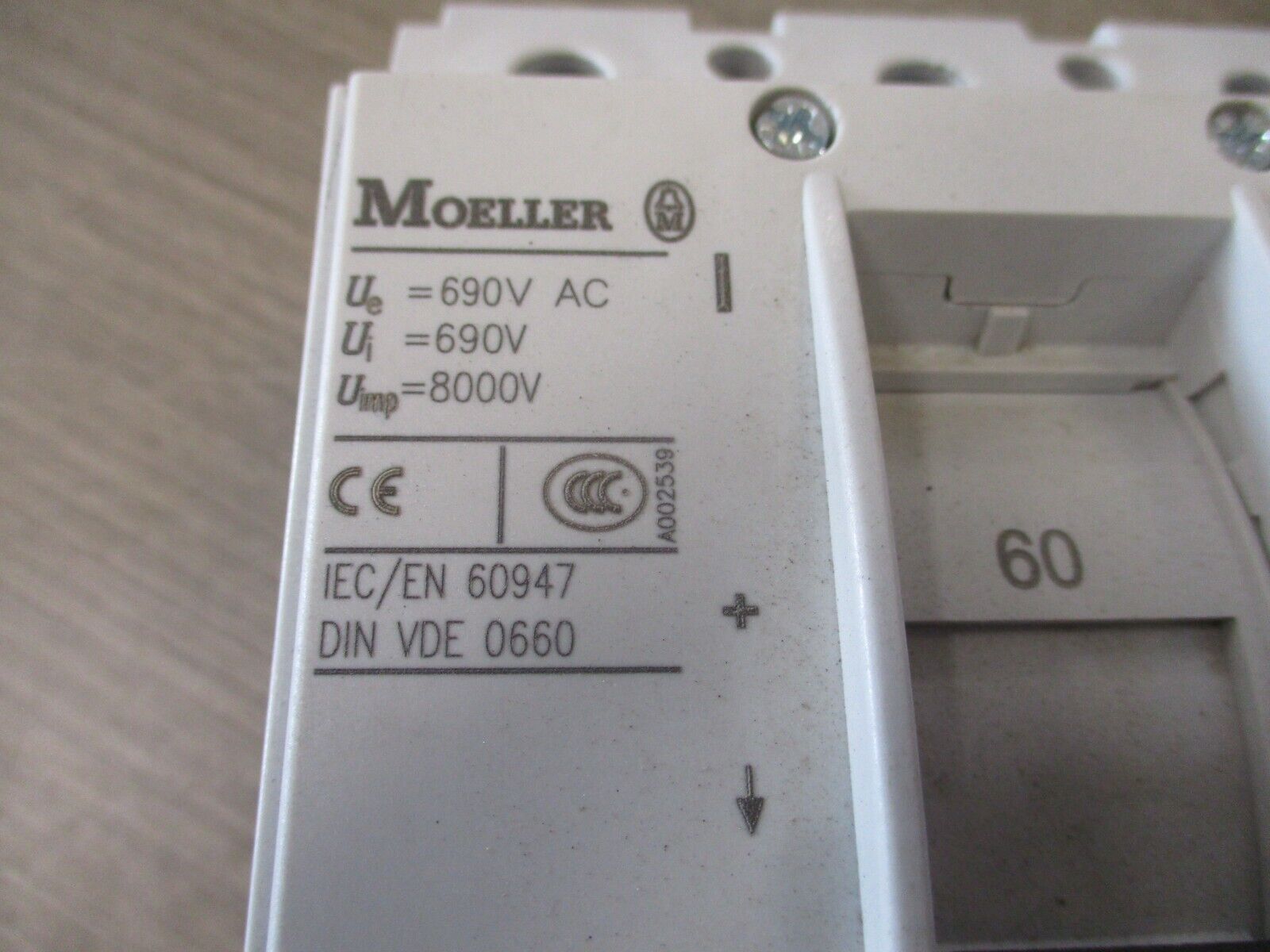 Moeller Circuit Breaker NZM B2-AF60-NA 60A 480V 3P Used.